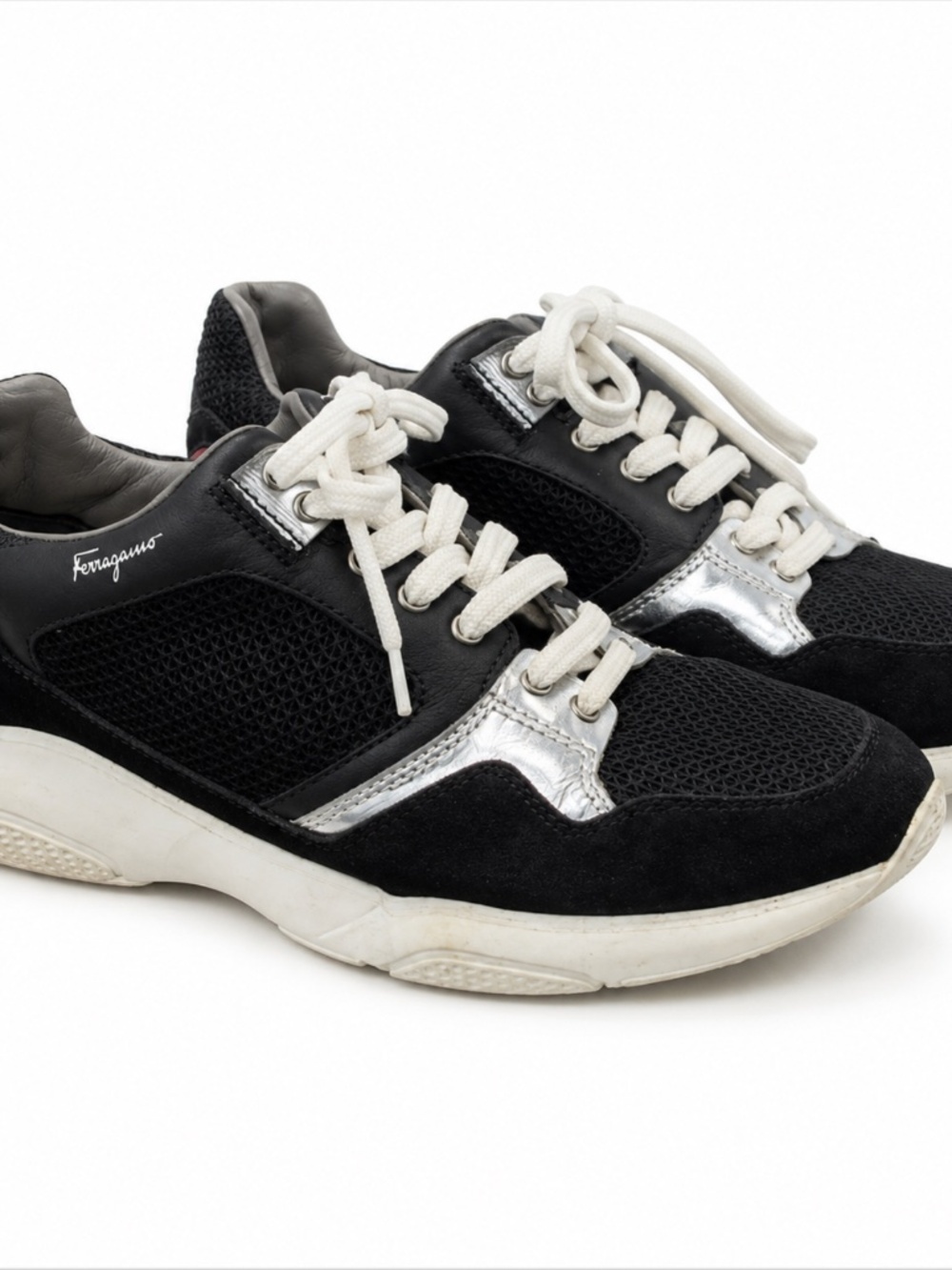 Ferragamo Black Suede Sneakers Size 6M – Luxury Designer Casual Shoes